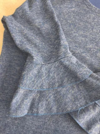 Camiseta azul mujer manga acampanada