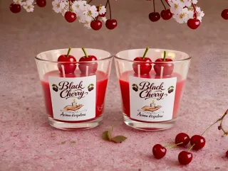 Velas de soja y cerezas, aroma cereza negra