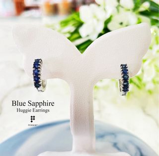 Pendientes Huggie Zafiro Azul Plata 925