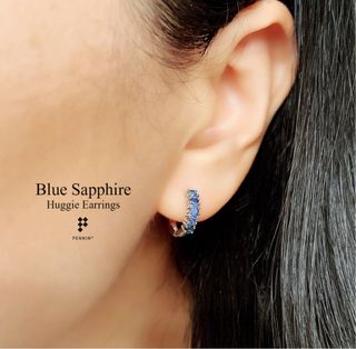 Pendientes Huggie Zafiro Azul Plata 925