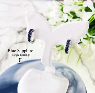 Pendientes Huggie Zafiro Azul Plata 925