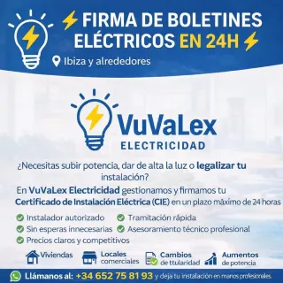 ⚡Firma de boletines eléctricos (CIE) en 24h en Ibz