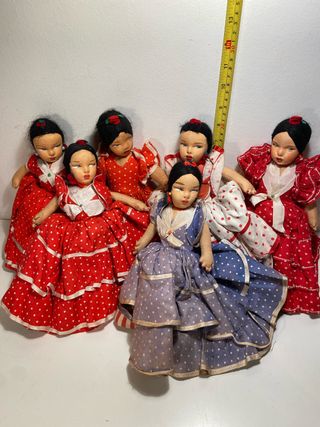Antiguas muñecas flamencas reversibles de trapo