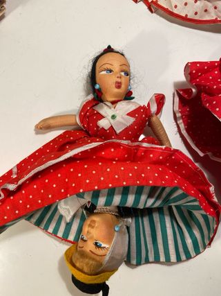 Antiguas muñecas flamencas reversibles de trapo