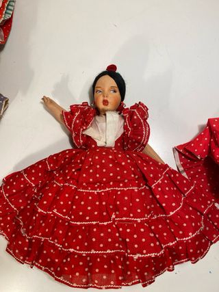 Antiguas muñecas flamencas reversibles de trapo