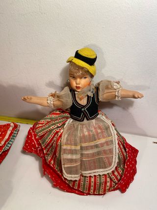 Antiguas muñecas flamencas reversibles de trapo