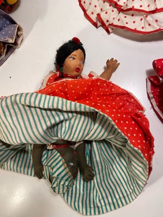 Antiguas muñecas flamencas reversibles de trapo