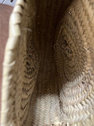 Bolso redondo mimbre y cuero