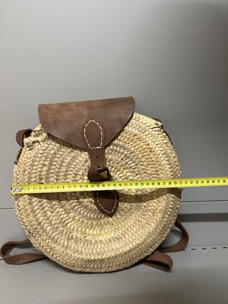 Bolso redondo mimbre y cuero