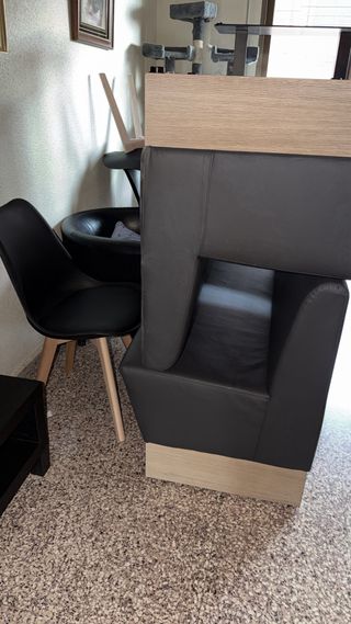 2 Sofás ~ 2 plazas polipiel negro/gris