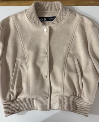 Chaqueta Bomber Zara Mujer Talla XS Beige