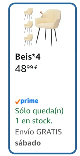 Set 4 Fundas Elásticas Sillas Comedor Beige