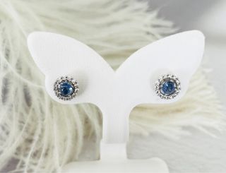Pendientes Plata 925 Zafiro Azul Natural