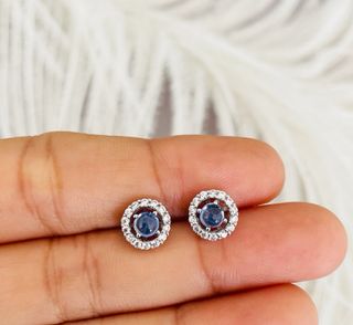 Pendientes Plata 925 Zafiro Azul Natural
