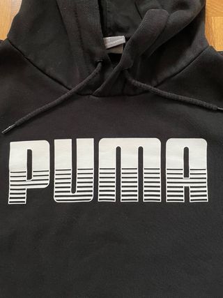 Sudadera Puma Negra Básica Streetwear TallaL Gorro