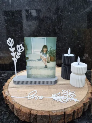 Base para foto/cartão com flor