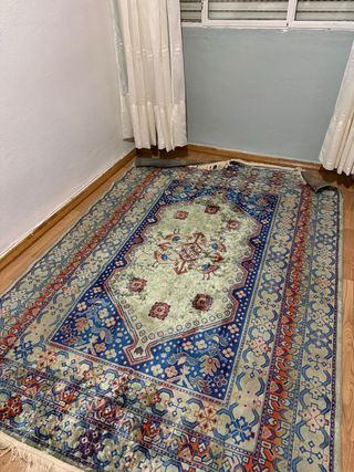 Alfombra estilo persa azul y verde