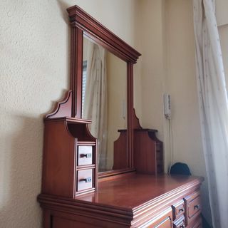Cómoda antigua tocador espejo madera maciza