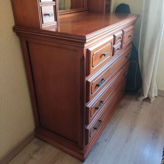 Cómoda antigua tocador espejo madera maciza