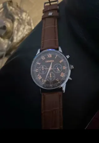 Reloj Geneva para Hombre Marrón y Plateado