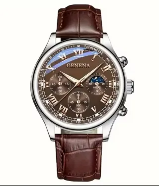 Reloj Geneva para Hombre Marrón y Plateado