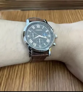 Reloj Geneva para Hombre Marrón y Plateado