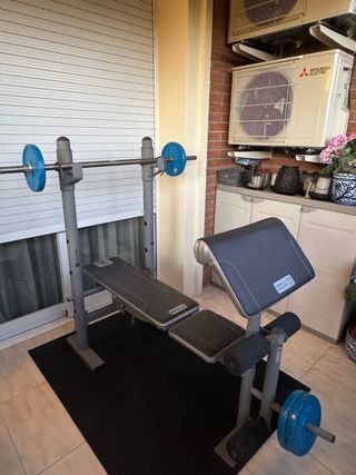 Banco Gimnasio BM210 + Pesas + Tapete