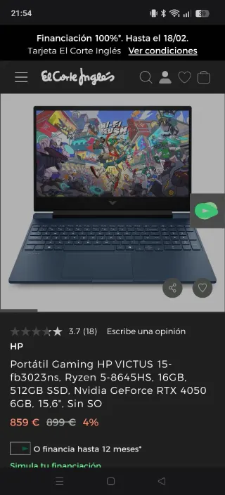 HP Victus RTX 4050 6GB Nuevo