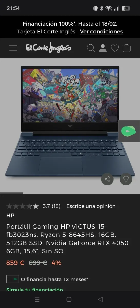HP Victus RTX 4050 6GB Nuevo afbeelding 5