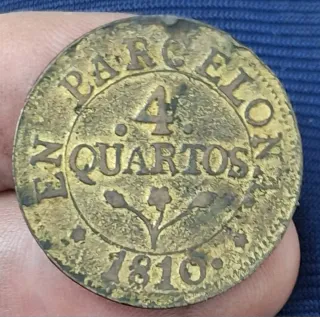 4 Cuartos Barcelona 1810 Baño Oro !Peso 8,02 gms!