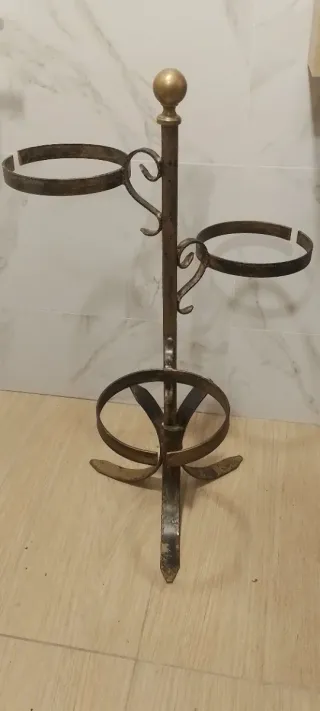 Conjunto Maceteros forja cobre latón decoración