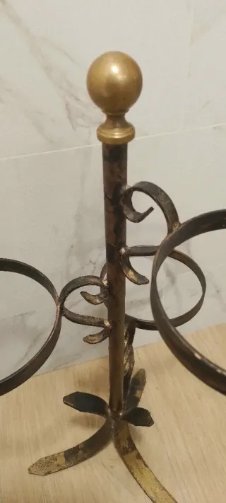 Conjunto Maceteros forja cobre latón decoración