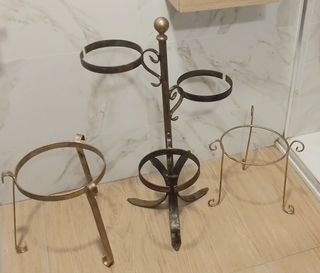 Conjunto Maceteros forja cobre latón decoración