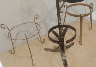 Conjunto Maceteros forja cobre latón decoración