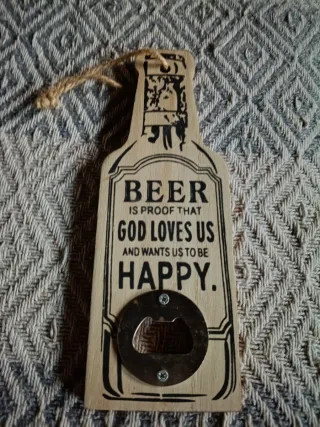 Apribottiglie Legno Birra Dio Felicità