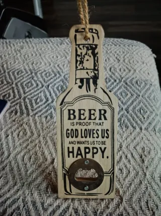 Apribottiglie Legno Birra Dio Felicità