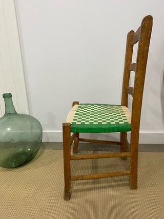 Silla antigua madera y enea siglo XIX