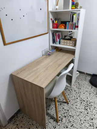 Escritorio con estantería