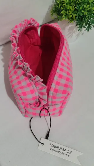 Estuche Vichy Seersucker Rosa flúor