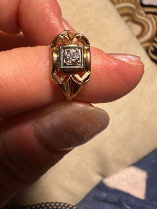 Anello Art Nouveau oro 18k diamante