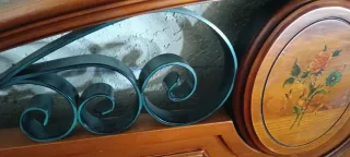 Cabecero de madera y forja