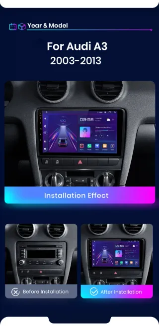 Radio pantalla de coche para AUDI A3 8P