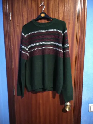 Jersey hombre verde rayas L