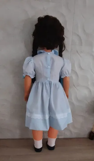 Muñeca antigua vestido azul