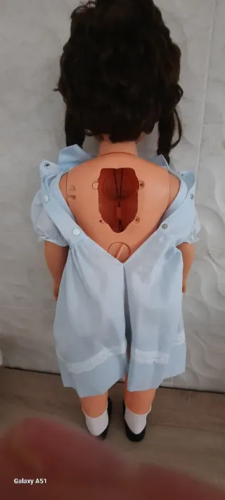 Muñeca antigua vestido azul