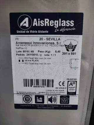 Cristal Doble Ventana AisReglass 391x691