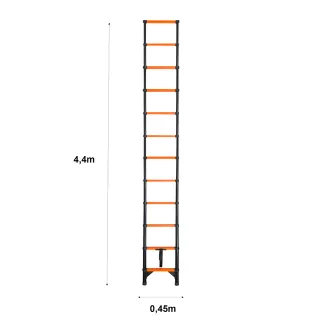 Escalera Telescópica Acero/Carbono 4,4M, NUEVA
