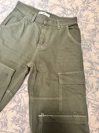 Pantalones Cargo Mango Verde Oliva