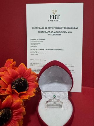 Anillo Plata 925 Esmeralda Colombiana FBT