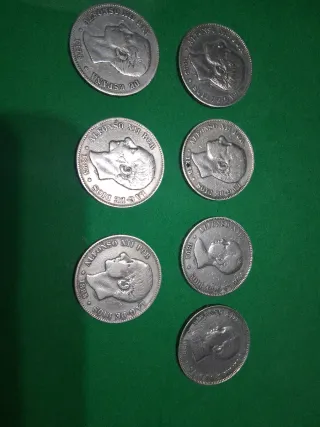 Lote 7 Duros Plata Alfonso XIII
